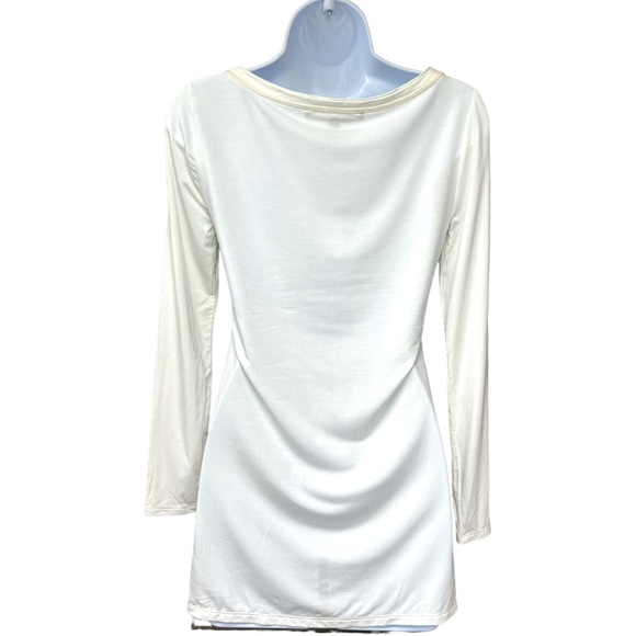 SzXXS White House Black Market Long Sleeve Boat Neck Tunic White NWT - Picture 4 of 5